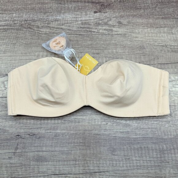 Delmira Strapless Bra Womens Size 36B Beige Unlined Underwire Peach Dew W592S - Picture 1 of 9